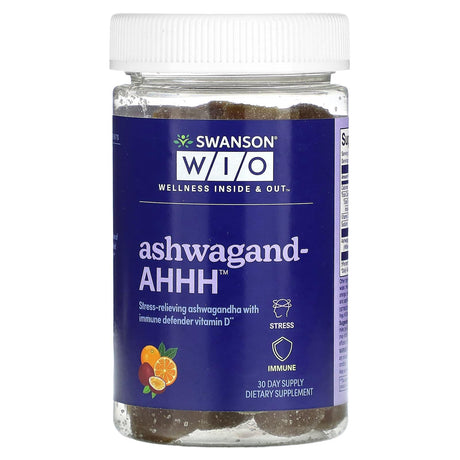 Swanson WIO, AshwagandAHHH, Passionfruit-Orange, 60 Gummies - Supply Center USA