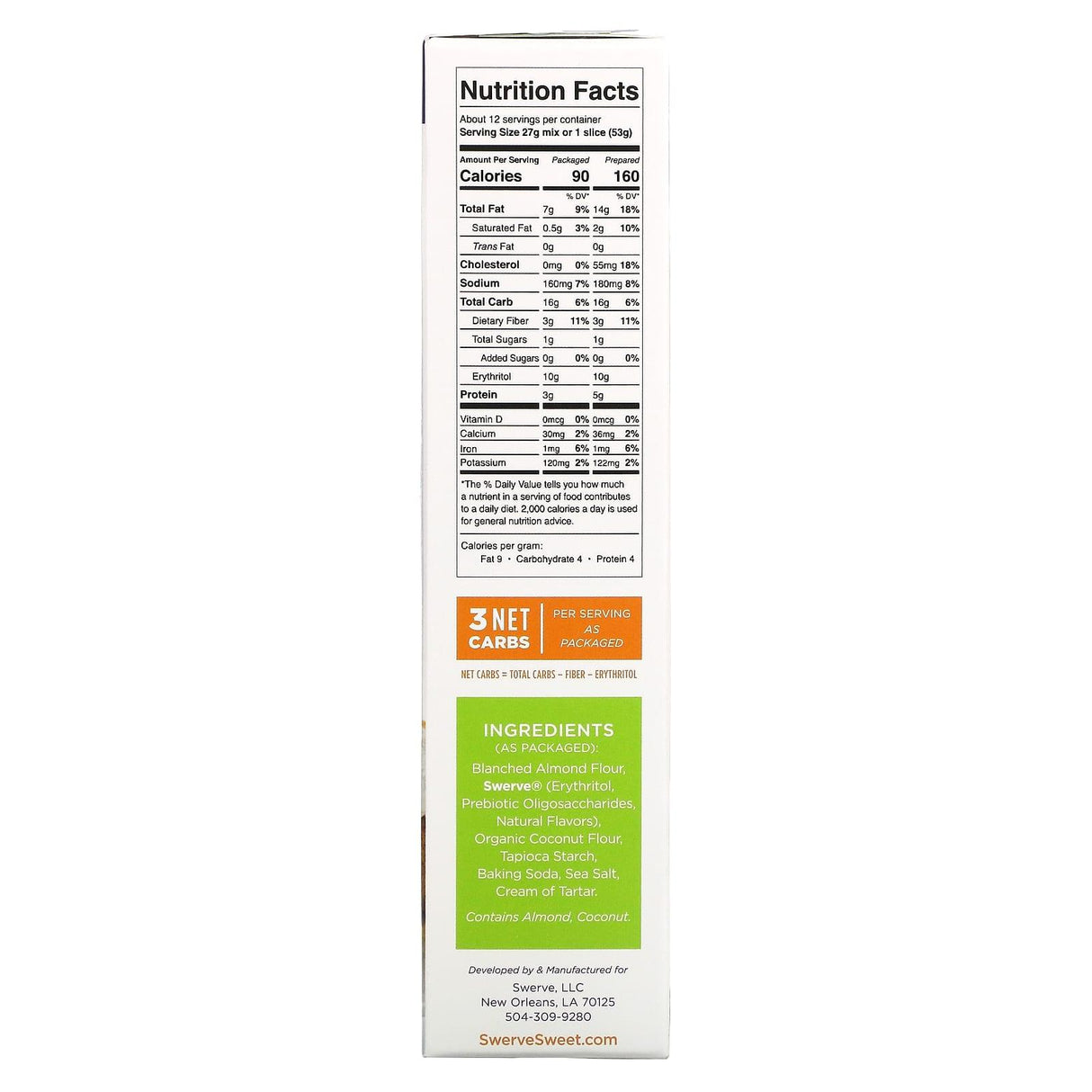Swerve, Sweets, Yellow Cake Mix, 11.4 oz (324 g) - Supply Center USA