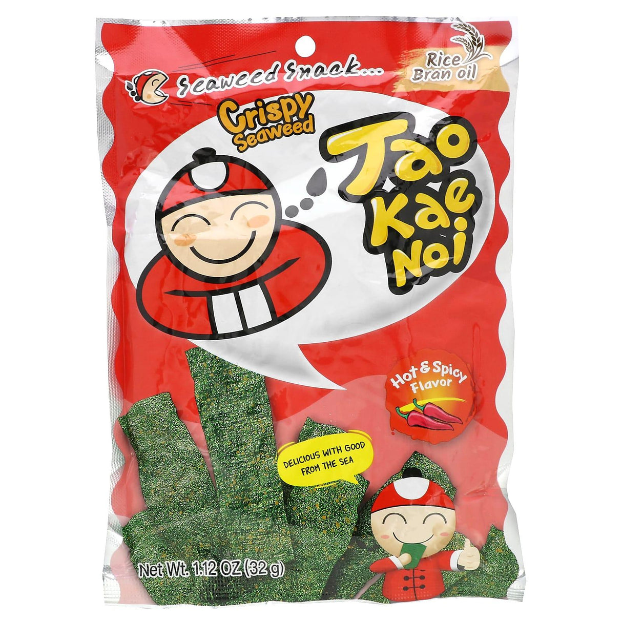 Tao Kae Noi, Crispy Seaweed Snack, Hot & Spicy , 1.12 oz (32 g) - Supply Center USA