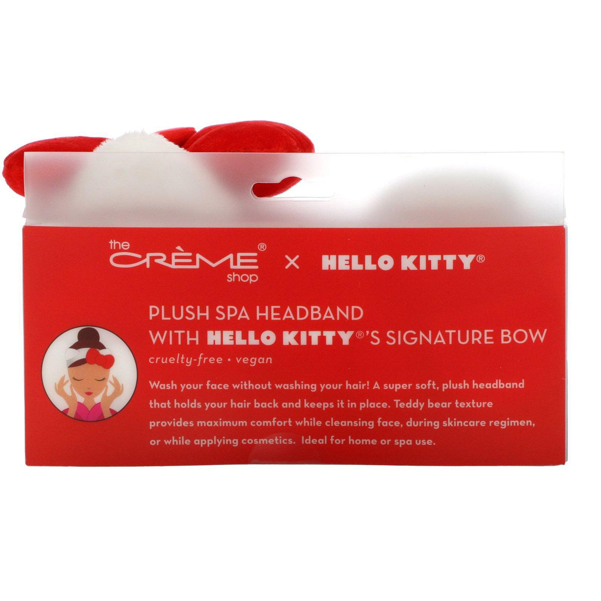The Creme Shop, Hello Kitty Plush Spa Headband With Signature Bow, 1 Piece - Supply Center USA
