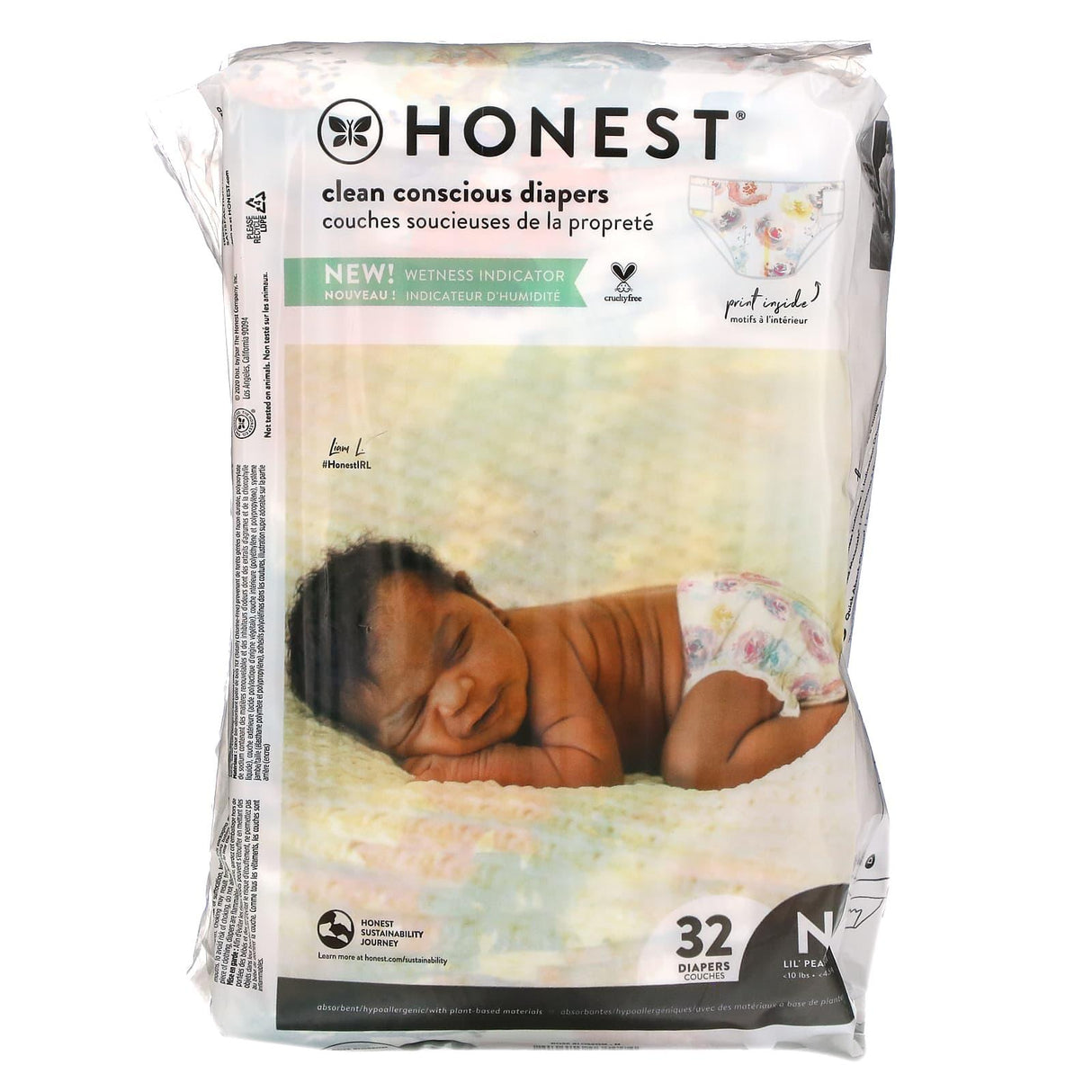 The Honest Company, Honest Diapers, Newborn, Less Than 10 Pounds, Rose Blossom, 32 Diapers - Supply Center USA