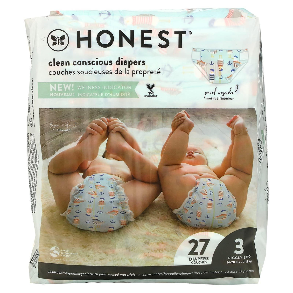 The Honest Company, Honest Diapers, Size 3, 16-28 lbs, Feelin Nauti, 27 Diapers - Supply Center USA
