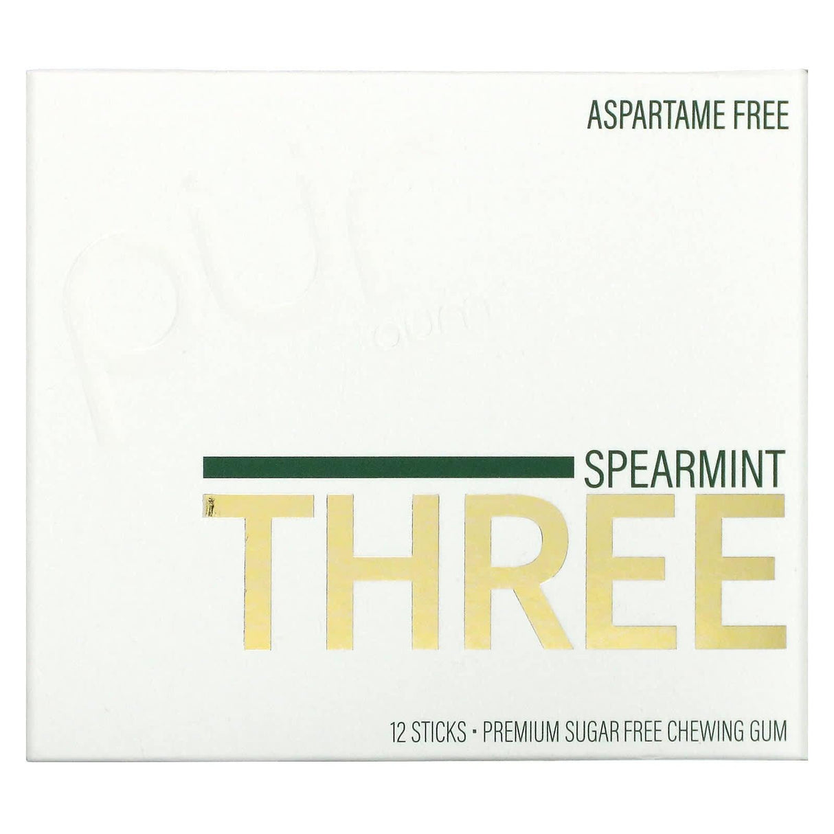 The PUR Company, Spearmint Three, Sugar Free Gum, 12 Sticks - Supply Center USA
