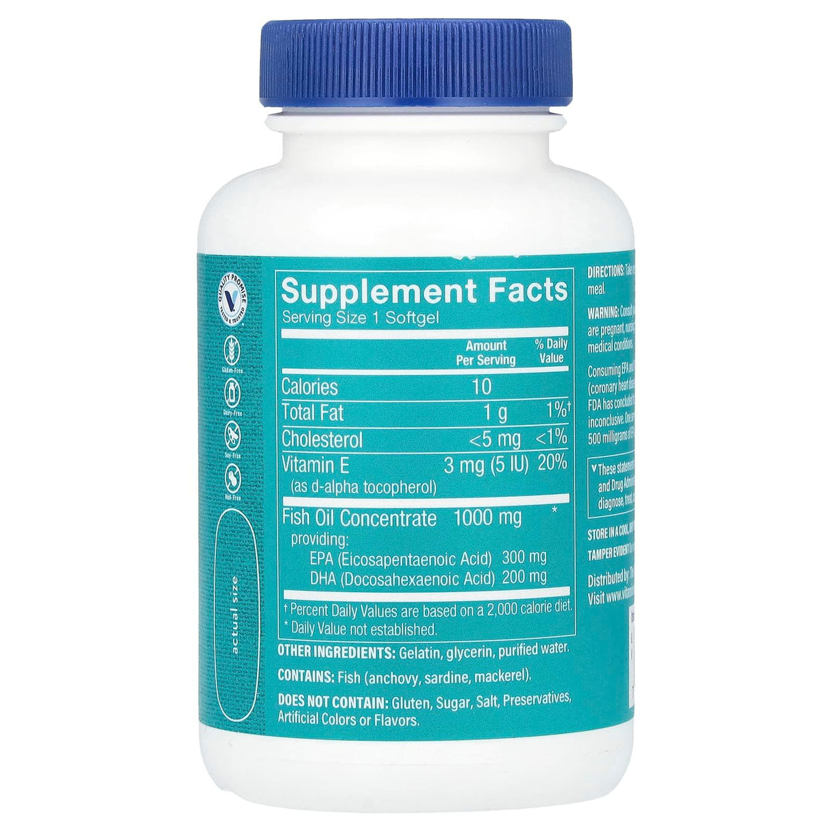 The Vitamin Shoppe, Omega-3 Fish Oil, EPA/DHA 500 mg, 60 Softgels - Supply Center USA