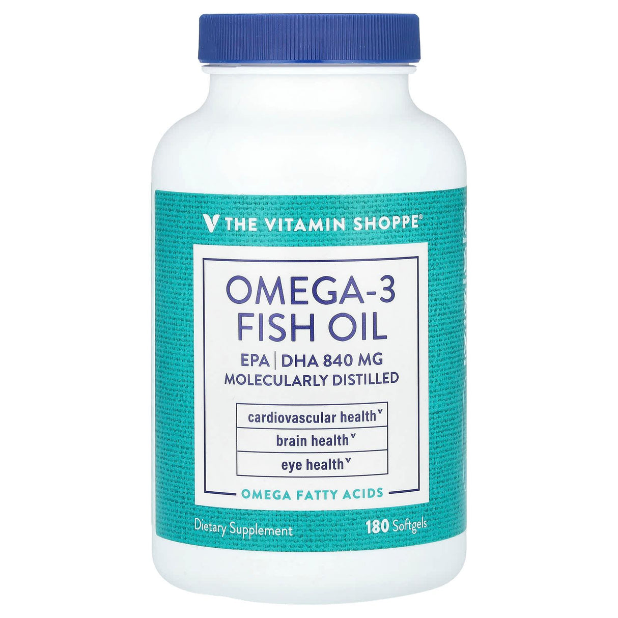 The Vitamin Shoppe, Omega-3 Fish Oil, EPA/DHA 840 mg, 180 Softgels - Supply Center USA